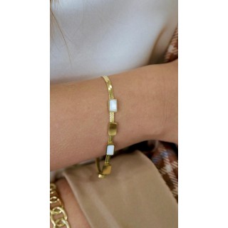 Pulsera Cuadros Nácar y Acero