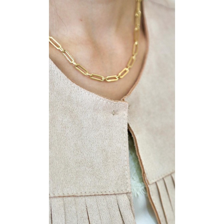 Blazer con Flecos Beige