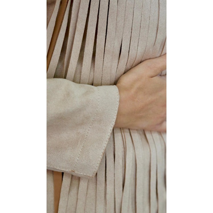 Blazer con Flecos Beige