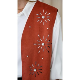 Chaqueta sin Manga con Flecos Teja