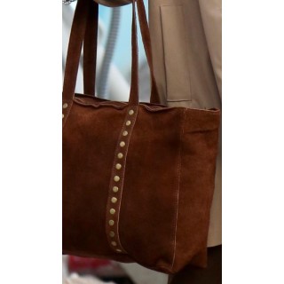 Bolso Marrón Piel y Tachuelas