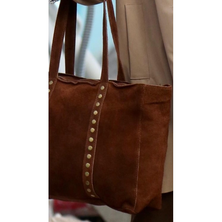 Bolso Marrón Piel y Tachuelas