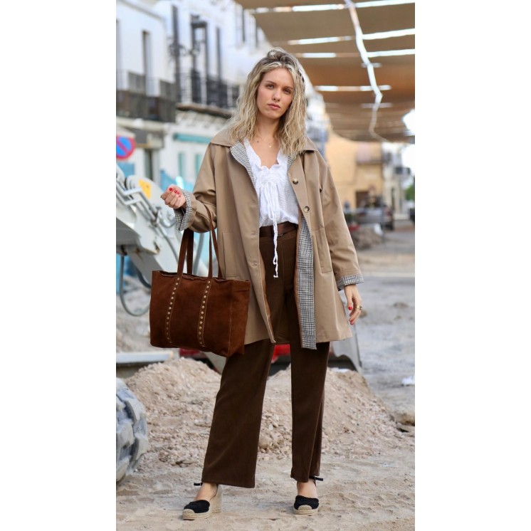 Bolso Marrón Piel y Tachuelas