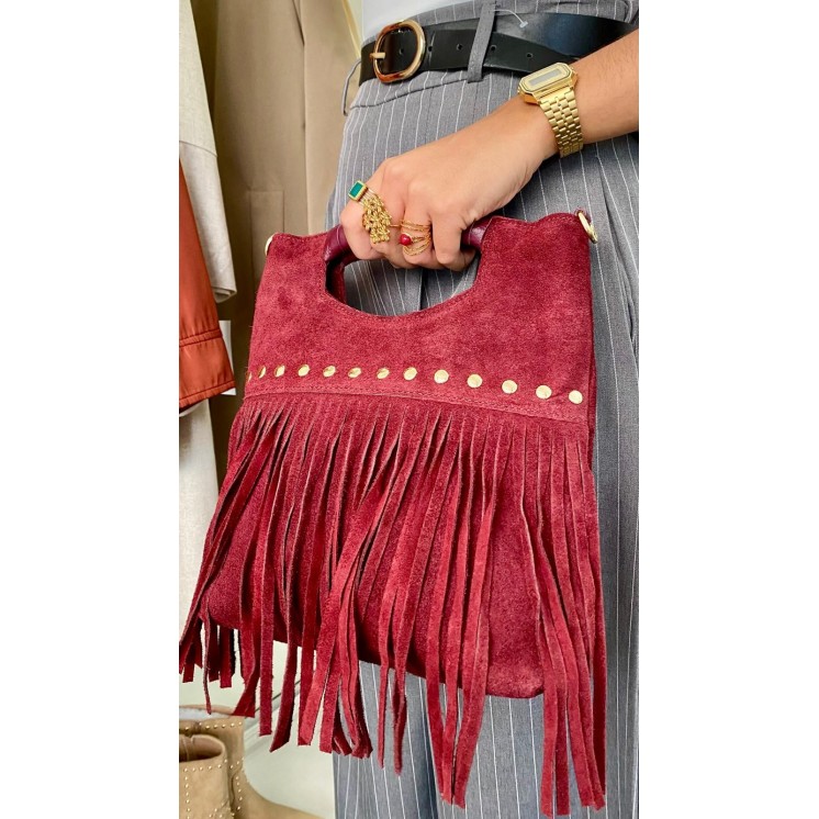 Bolso Rojo Con Flecos