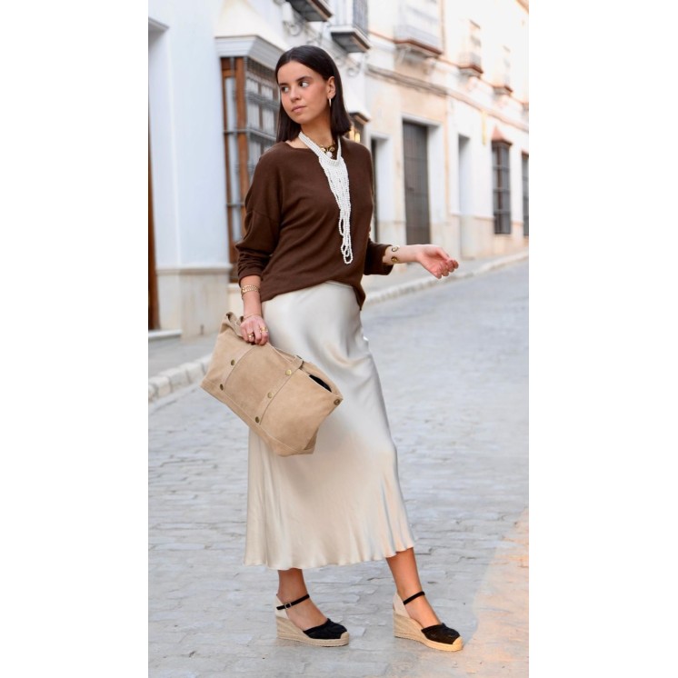 Falda de Satén Beige